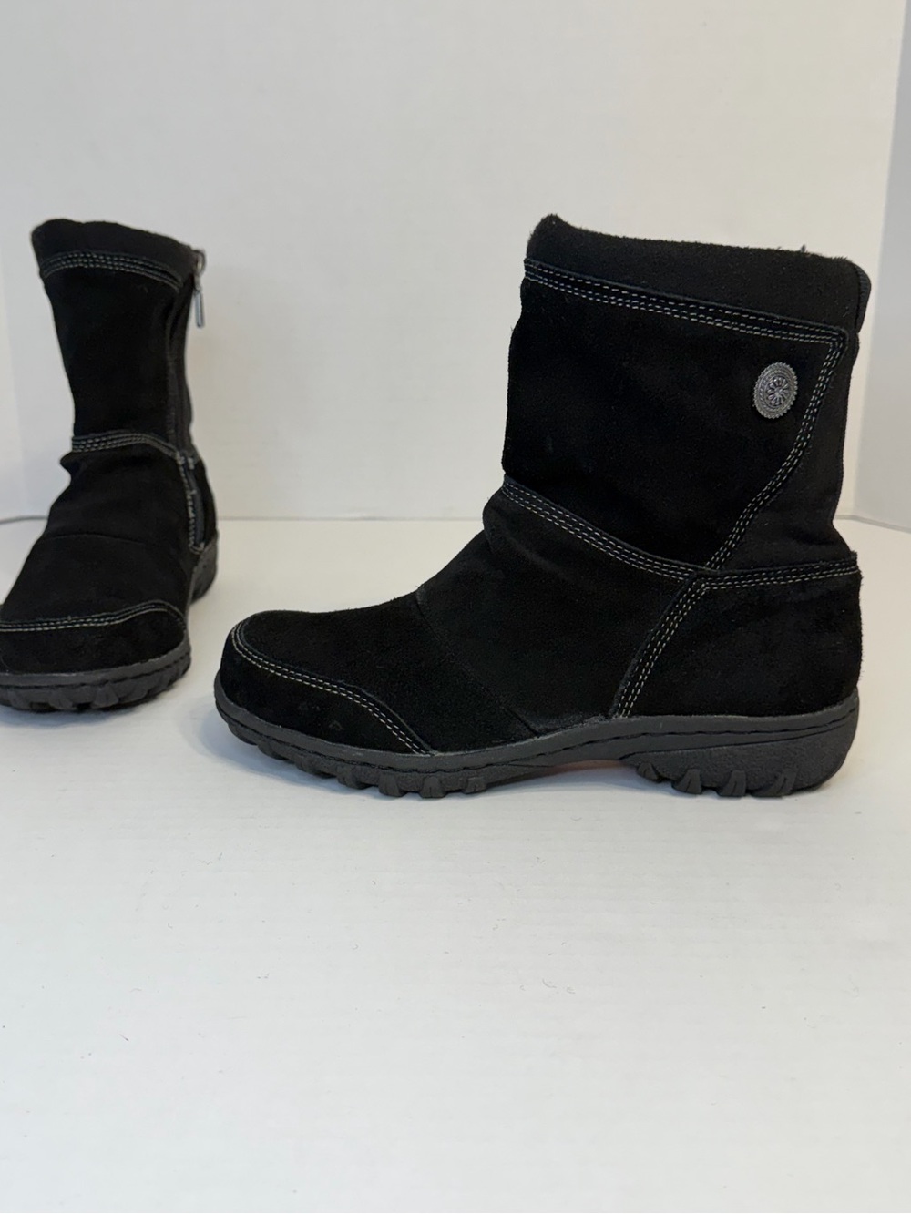 Khombu JW-2591 Women's Suede Leather Winter Ankle Boots Black Size 8